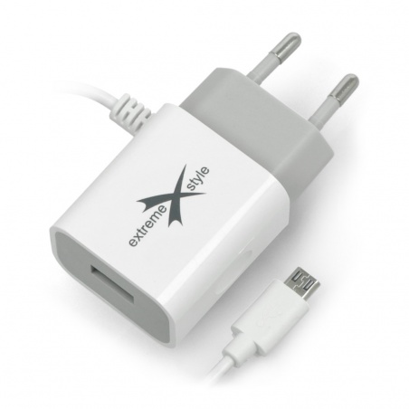 Zasilacz eXtreme Ampere ATCMU24W microUSB + USB 2,4A - biały Zasilacz eXtreme Ampere ATCMU24W microUSB + USB 2,4A - biały