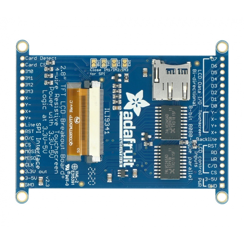Wyświetlacz dotykowy TFT LCD 2,8'' 320x240px z czytnikiem microSD - Adafruit 1770