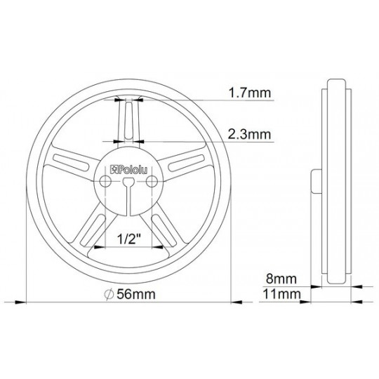 Колеса 60x8 мм - чорні - Pololu 1420