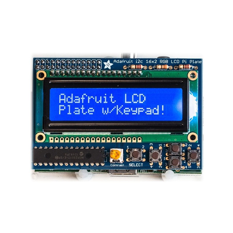 Niebieski negatyw 2x16 LCD + klawiatura Kit dla Raspberry Pi -