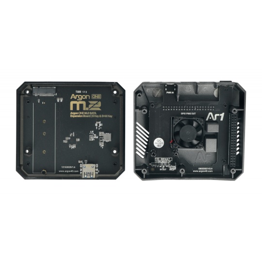 Алюминиевый корпус для Raspberry Pi 4B с вентилятором - Argon ONE M.2 - серый