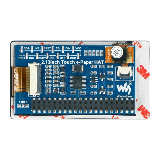 Сенсорний дисплей з електронного паперу - 2.13 дюйма, 250x122 пікселів - чорно-білий - накладання Raspberry Pi - Waveshare 19493