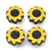 Zestaw kół Mecanum - 48 mm - 4 sztuki - czarno-żółte z rolkami - DFRobot FIT0662-1