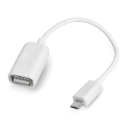 Przewód, kabel OTG Host USB - microUSB - biały - 12cm
