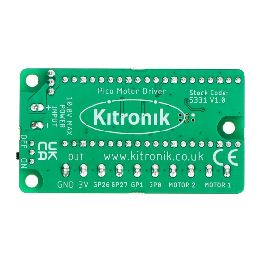 Контролер двигуна 3-10.8V - двоканальний - для Raspberry Pi Pico - Kitronik 5331