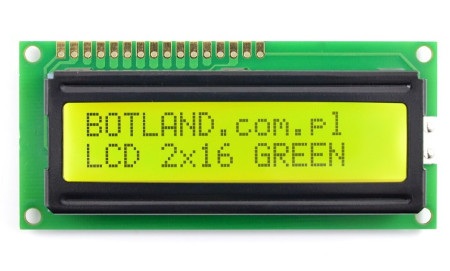 Wyświetlacz LCD 2x16 znaków zielony