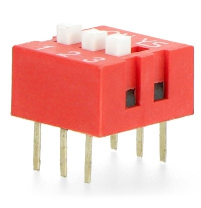 Przełącznik DIP switch 3-polowy - czerwony