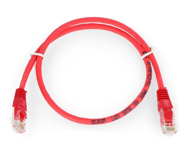 Przewód sieciowy Ethernet Patchcord UTP 5e 0,5m - czerwony