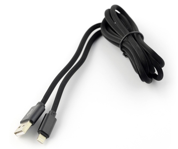 Przewód silikonowy USB A - Lightning do iPhone / iPad / iPod - 1.5m czarny