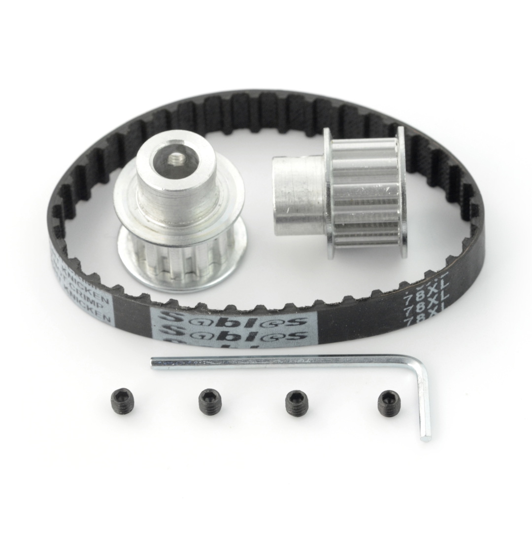 Pas zębaty 10 x 198 mm + koło zębate 12T - 8 mm - 2 szt
