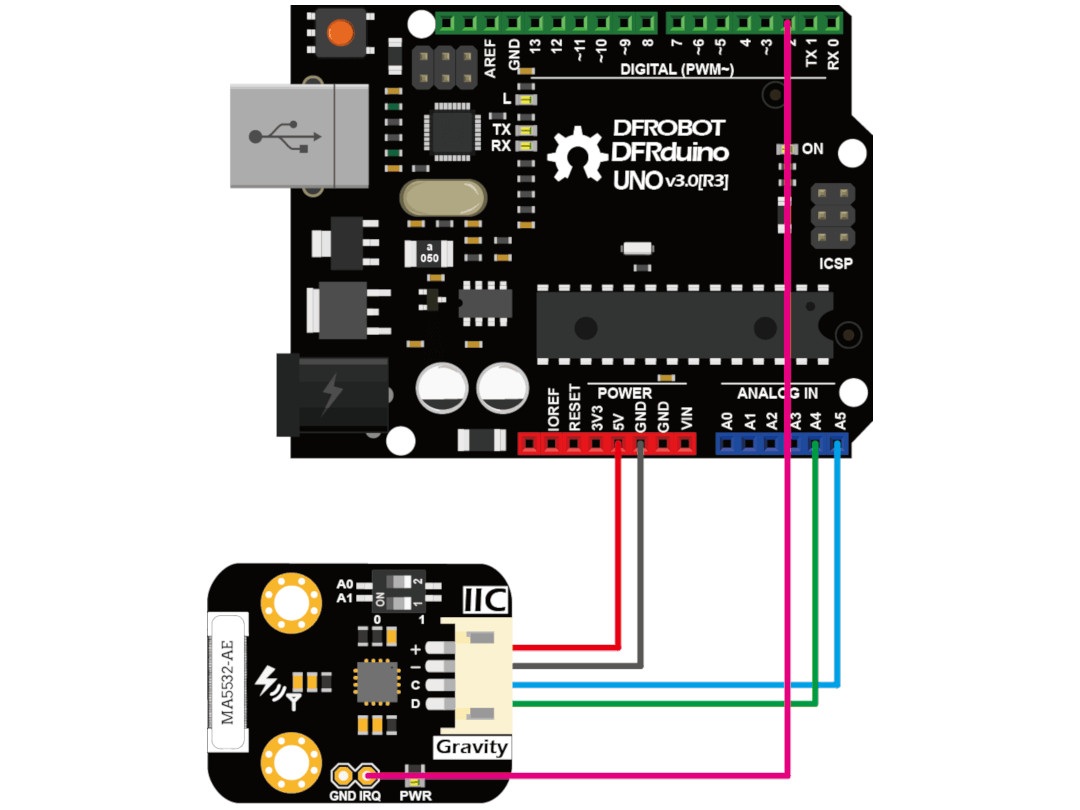 Schemat podłączenia DFRobot Lighting Sensor - Arduino
