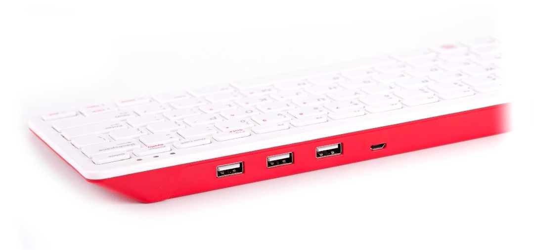 Klawiatura przewodowa USB dla Raspberry Pi 4B/3B+/3B/2B oficjalna - czerwono-biała