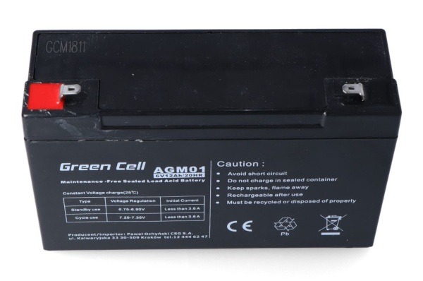 Akumulator AGM Green Cell 6 V 12 Ah