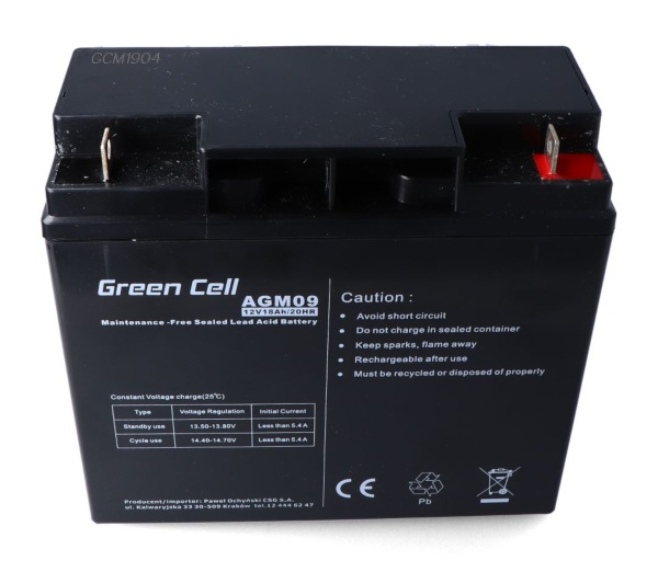 Akumulator AGM 12 V 18 Ah Green Cell