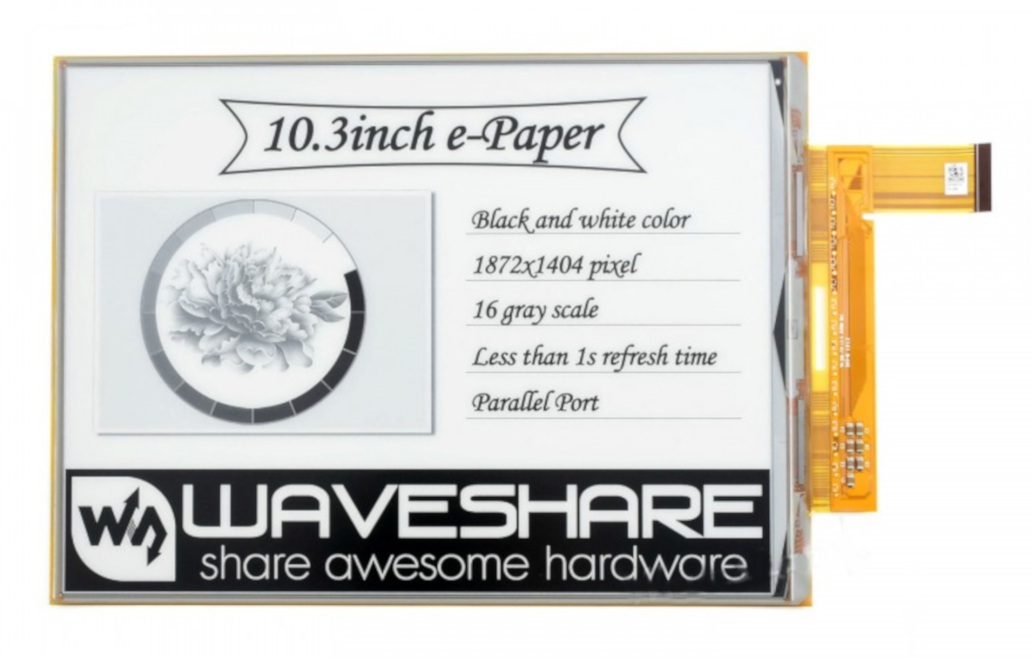 Waveshare E-paper E-Ink 10.3" 1872 x 1404