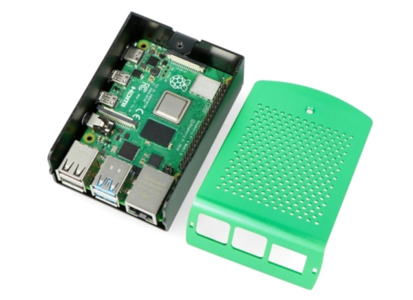 Obudowa do Raspberry Pi 4B aluminiowa Vesa - zielona LT-4B01-A
