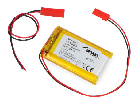 Akumulator Li-Pol Akyga 1000mAh 1S 3,7V - złącze JST-BEC + gniazdo - 48x30x7mm