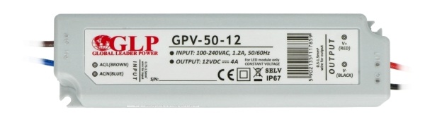 Zasilacz do taśm i pasków LED GLP GPV-50-12 - 12V/4A/48W