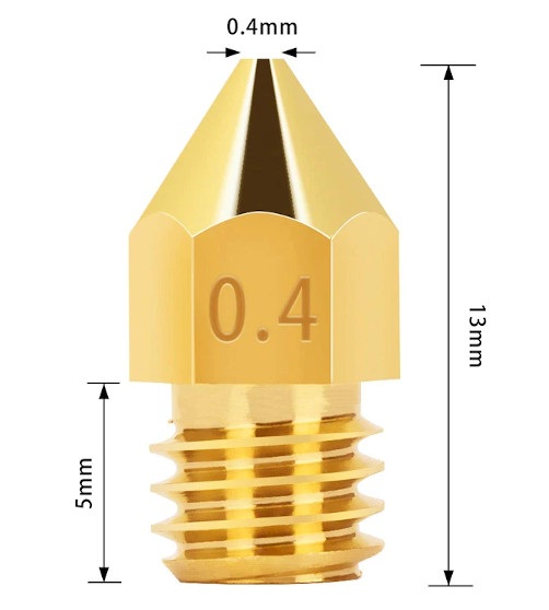 Dysza Creality 0,4mm - filament 1,75mm - miedź