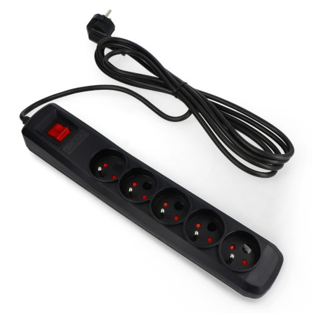 Listwa zasilająca z zabezpieczeniami Armac A5 czarna - 5 gniazd - 3m