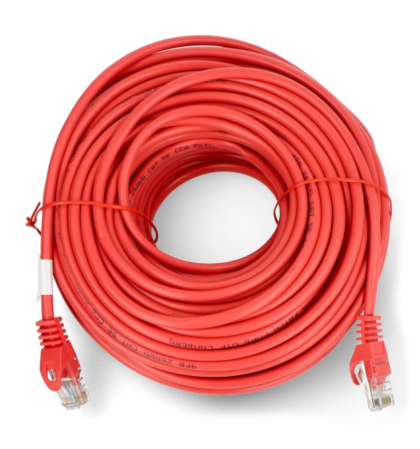Przewód sieciowy Lanberg Ethernet Patchcord UTP 5e 30 m Fluke Passed - czerwony