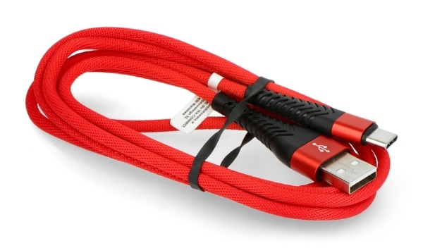 Przewód eXtreme Spider USB A - USB C w kolorze czerwonym. 