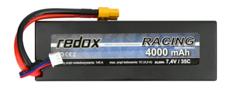 Pakiet Li-Pol Redox Racing 4000 mAh 35C 2S 7,4 V - Hardcase