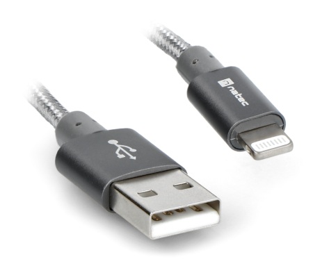 Przewód Natec USB A - Lightning do iPhone/iPad/iPod (MFI) - szary, oplot tekstylny - 1,5m