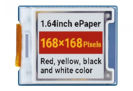 Wyświetlacz e-paper - 1,64'' 168 x 168 px - 4 kolory - SPI - Waveshare 22755
