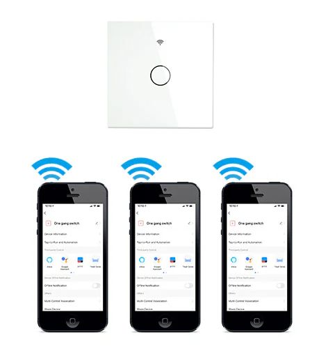 Tuya - włącznik ścienny dotykowy - WiFi / Bluetooth - 1-kanałowy - Moes WRS-EU1-WH-MS