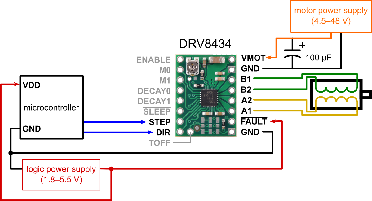 Schemat połączenia DRV8434