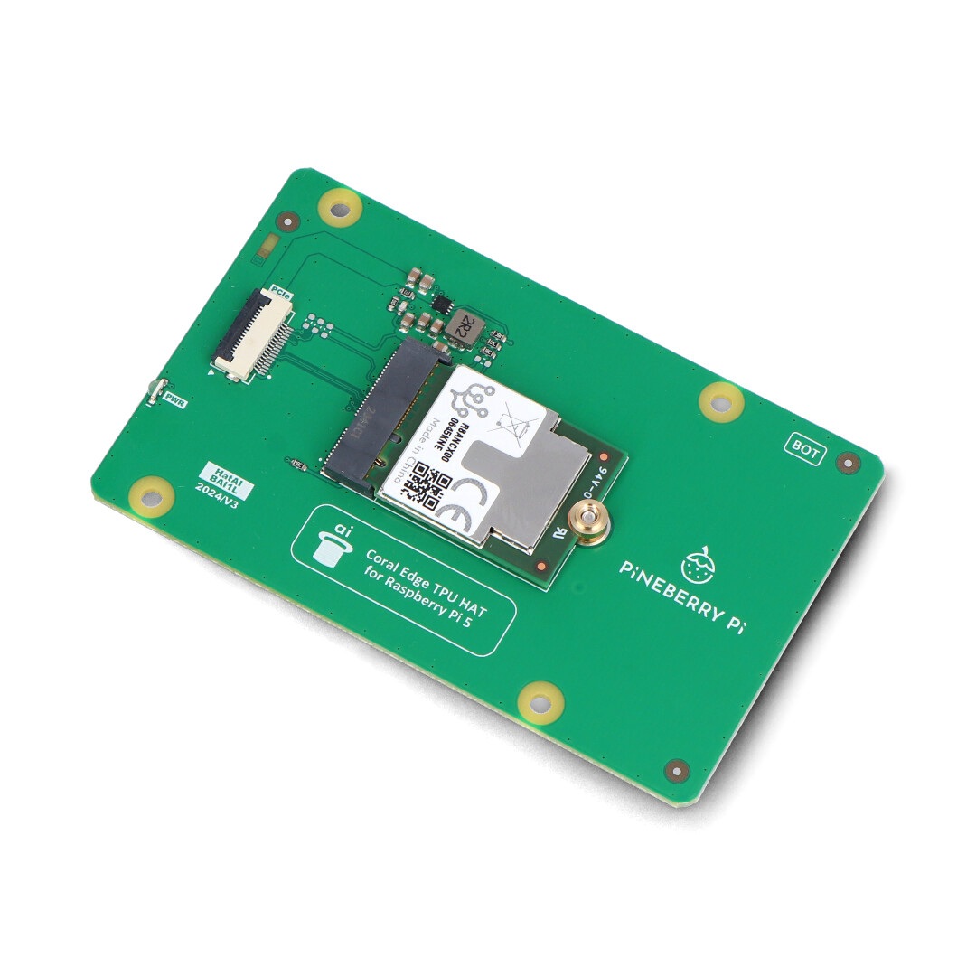 Pineberry Pi Hat AI! - adapter Coral TPU PCIe M.2 E-key do Raspberry Pi 5