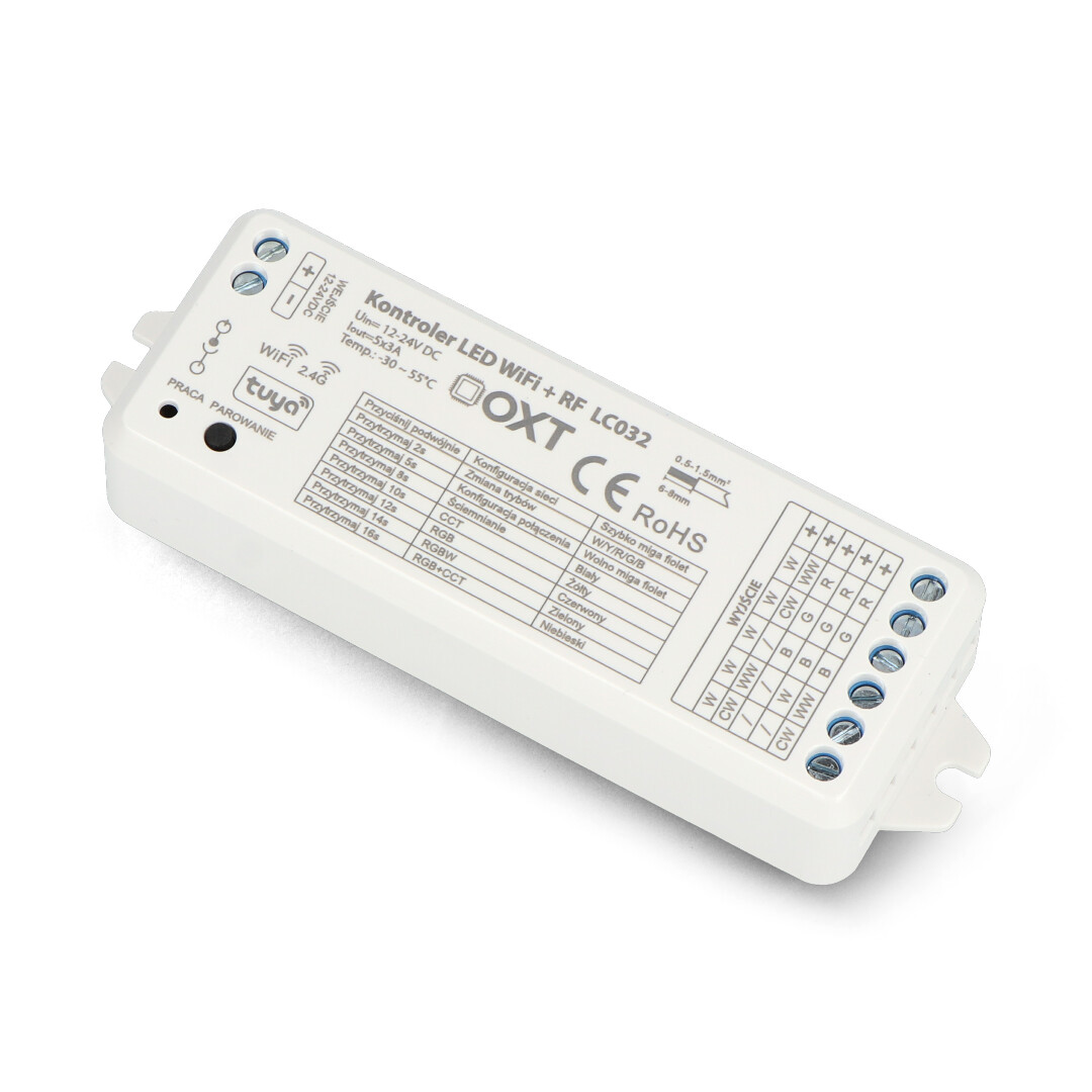 Tuya - sterownik taśm i pasków LED RGBW + CCT 5w1 - WiFi / RF SD - aplikacja Android / iOS - OXT LC032