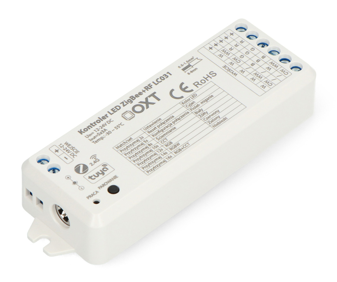 Tuya - sterownik taśm i pasków LED RGBW + CCT 5w1 - ZigBee / RF SD - aplikacja Android / iOS - OXT LC031