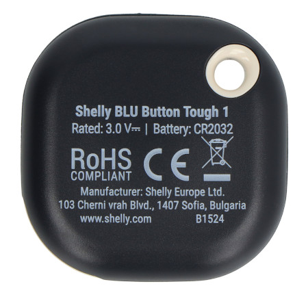 Shelly Blu Button Tough 1 - przycisk aktywacji akcji i scen Bluetooth - czarny