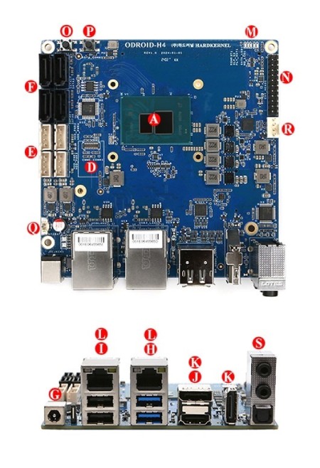 Rozmieszczenie elementów na płytce Odroid H4