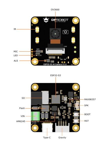 Moduł kamery AI ESP32-S3 - OV3660 2 MPx - WiFi / Bluetooth - DFRobot DFR1154