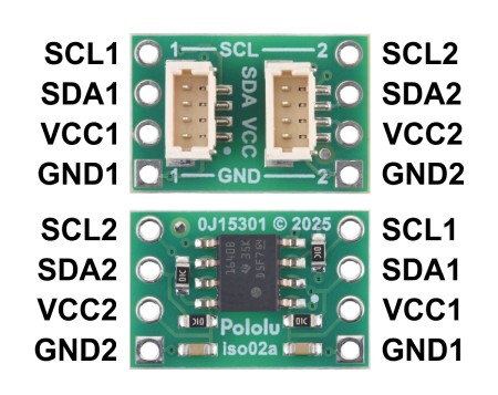 ISO1640 - dwukierunkowy izolator I2C - JST SH 4-pin - 3 - 5,5 V / 2,25 - 5,5 V - Pololu 5391