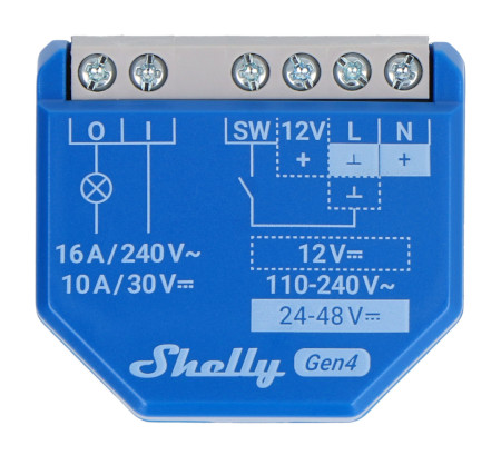 Shelly 1 Gen4 - przekaźnik WiFi/Bluetooth/ZigBee/Matter 16A - aplikacja Android/iOS