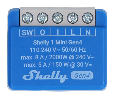 Shelly 1 Mini Gen4 - przekaźnik 240V/8A WiFi/Bluetooth/ZigBee - aplikacja Android/iOS