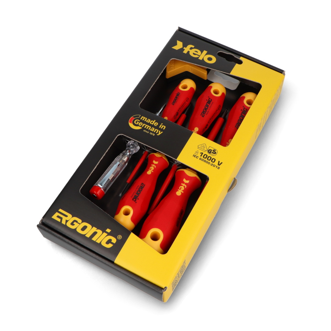 Zestaw wkrętaków izolowanych Ergonic VDE + próbnik + magnetyzer Felo 41396399 - 7szt.