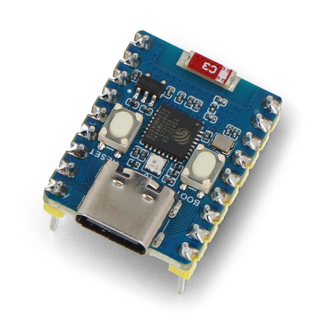 ESP32-C3-Zero-M - płytka rozwojowa WiFi / Bluetooth - ze złączami - ESP32-C3FN4 - Waveshare 25532