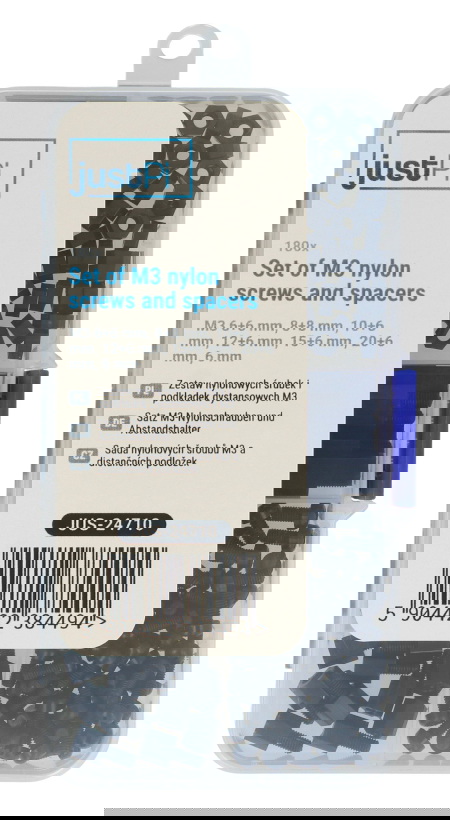 Zestaw nylonowych śrubek i podkładek dystansowych M3 - 180 szt. - justPi