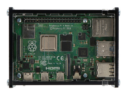 Obudowa do Raspberry Pi 4B z regulowanym mocowaniem na kamerę - czarna