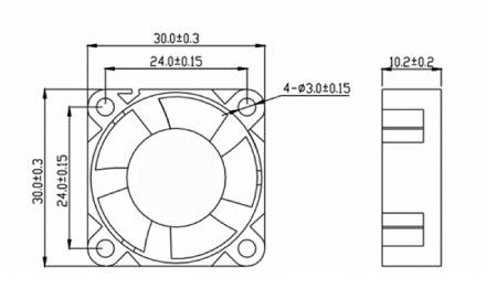 Wentylator 12 V 30 x 30 x 10 mm 2 przewody - podwójne łożysko kulkowe