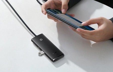 Adapter 4w1 Hub USB typu C - 4x USB typu A 3.0 - czarny - Baseus Lite Series 4-Port