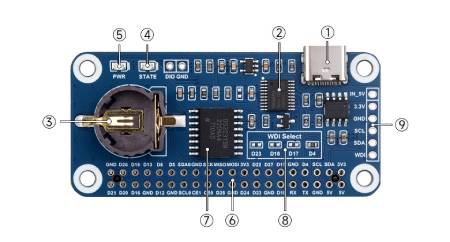 Moduł z zegarem czasu rzeczywistego RTC DS3231SN i układem Watchdog do Raspberry Pi - Waveshare 25766