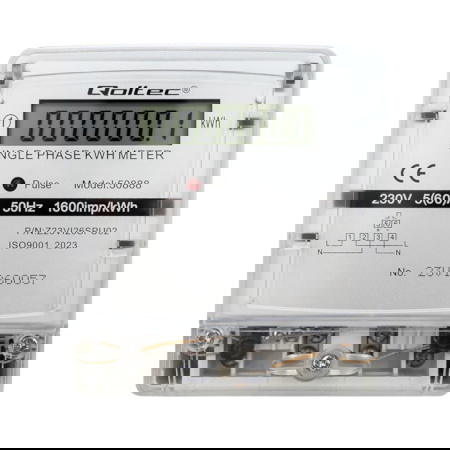 Jednofazowy miernik zużycia energii 230 V na szynę DIN - Qoltec 50888