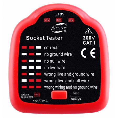 Tester gniazd sieciowych 230 V RCD - Benetech GT85